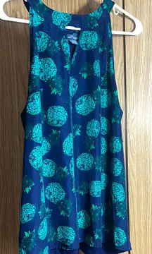 Market & Spruce Teal and Navy Floral Blouse