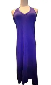 Athleta  Women's Purple Dip Dyed Ombre High Low Racer Back Cotton Tank Dress M