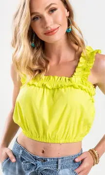 Francesca's Neon Ruffle Crop Top size XS