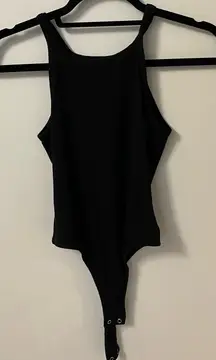 Weworewhat Danielle Bernstein Black Ribbed Tank Bodysuit