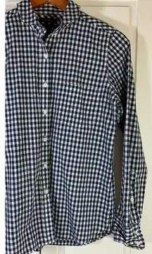 J Crew Gingham Shirt Women 4 Check Blue White Classic Preppy Church School‎