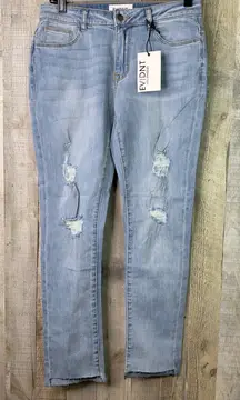 EVIDNT Los Angeles Size 27 Verona Skinny Cropped Ankle Distressed Raw Hem Jeans