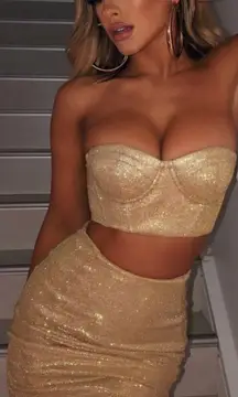 Babyboo Fashion Patrice Skirt Mini Gold Glitter Size Large‎