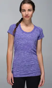 Lululemon Run: Swiftly Tech Short Sleeve Scoop in Heathered Bruised Berry