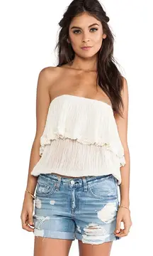 Jen’s Pirate Booty Cha Cha Tube Top Strapless Ruffle Cream One Size