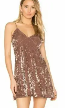 NWT Privacy Please • Raymore Crushed Velvet‎ Open Back Mini Dress, Dusty Rose, S