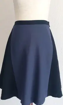 TAHARI Black Navy Skater Mini Skirt A-Line Colorblock Short Office Career Size 4