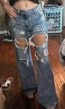 Wide Leg Distressed Jean