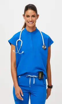 Figs Rafaela Oversized Scrub Top in Royal Blue, Size Medium