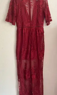 Deep V Maroon/red Romper