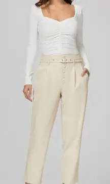 Paige Maria Vegan Leather Pants Size 10 Belted Tie Waist Pockets Dressy