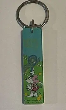 Disney Vintage Walt  Minnie Mouse Tennis Key Chain‎ Key Fob Key Ring