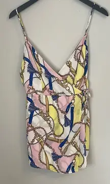 Blue Blush Women's Chain Romper Wrap Skort Front Backless Large Pink Size‎ Large