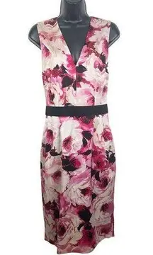 Dolce & Gabbana Size EU 42/ US 6 Pink Black Floral Belted Knee Length Dress