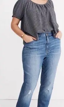 MADEWELL High Rise Slim Crop Boyfriend Jeans 25 Raw Hem Denim Cotton Blend Blue