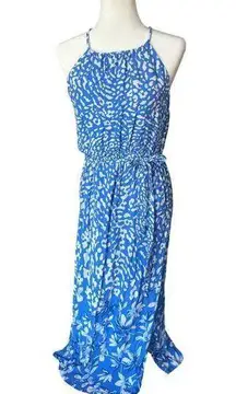 Skies Are Blue Maxi Sundress Womens Size M 56"L Blouson Flowy Coastal Travel NEW