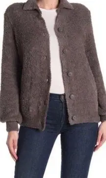 Susina Teddy Fleece Knit Cardigan Sweater Grey NWT