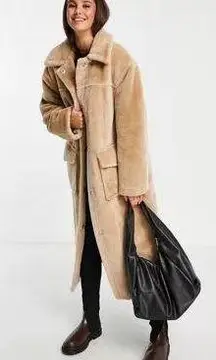 Longline Brown Faux Fur Coat
