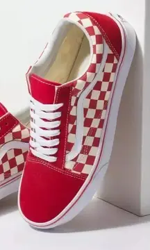 VANS Old Skool Primary‎ Red/White Checkerboard Unisex Sneakers M5.0/W6.5
