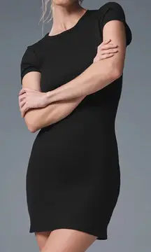 Alo Goddess Ribbed Short Sleeve Dress