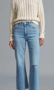 Rag & Bone Casey High-Rise Ankle Flare Raw Hem Jeans in Lucy - Sz 31