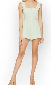 LOST + WANDER Springtime Romper Women's Large Sage Green Sleeveless Ruffle NWT