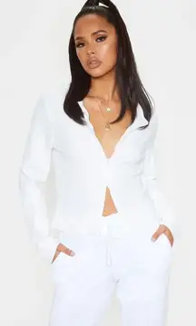 White Jumbo Rib Double Zip Top 