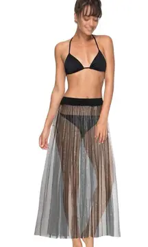 Forever 21 Black Sheer Mesh Tulle Maxi Midi Skirt Size Small