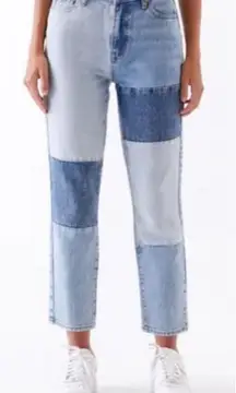 Y2K Pac Sun Patchwork Mom Jeans Size 28 Tapered Leg Boho High Rise Festival