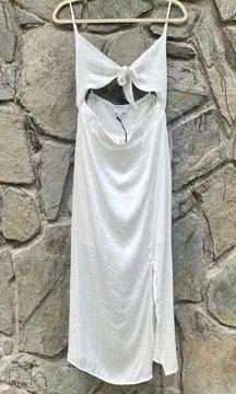 Nsr NEW  Spaghetti Strap Midi Dress With Cutout Detail NWT Size XL White Bridal