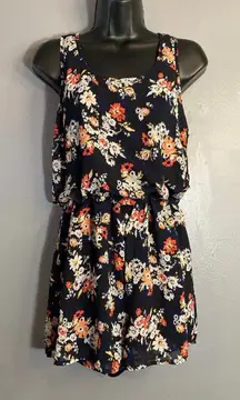 Xhilaration navy blue floral sleeveless romper