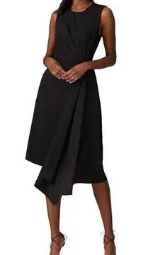 ADAM LIPPES • Black Pleated Asymmetric Shift Dress