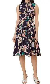 HOBBS London Size 4 Belinda Floral Print Fit and Flare Shirt Dress