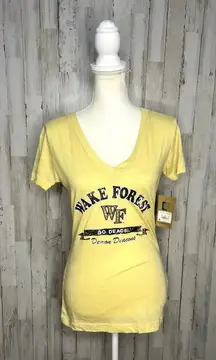 NWT Rivalry Threads Wake Forest NCAA Women's V-Neck Tee Old Gold‎ Size Small