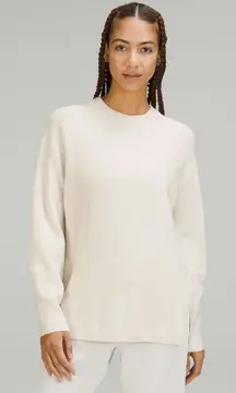 Lululemon Merino Wool-Blend Ribbed Crewneck Sweater White Opal Size 6