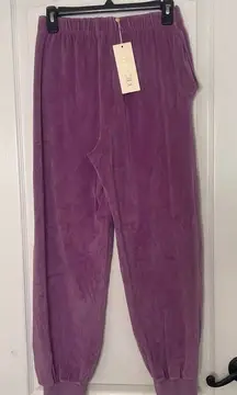 Suzie‎ Kondi Womens Velour High Rise Pocket Pants Sweatpants Lavender Size Small