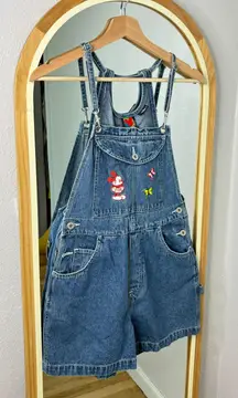 Vintage  Mickey Mouse Jean short overalls. Has deep pockets