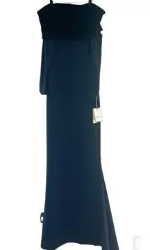 Chiara Boni NWT La Petite Robe Mohini Velvet Long mermaid gown navy 10