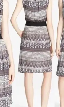 L'AGENCE Print Pleated Satin Fit & Flare Dress Size 4