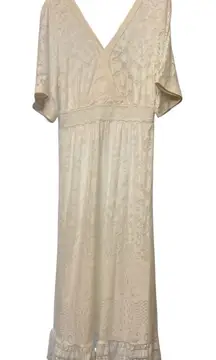 Farm Rio for Anthropologie‎ OffWhite Lace Devore Midi Dress M