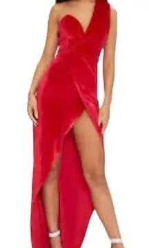 PrettyLittleThing Cocktail Dress One Shoulder Maxi Dress Velour