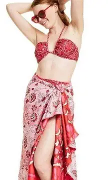 RHODE Zinnia Floral Print Bandeau Halter Bikini   Top
