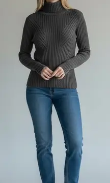 Philomena Petti womens small sweater long-sleeve dark gray ribbed turtleneck