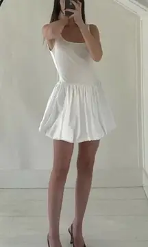 MNG Cotton Bubble Skirt Mini Dress in Natural White Size 2