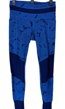 Athleta Blue Tropical Excursion Ribbed Tight High Rise Leggings Women’s Size Sma