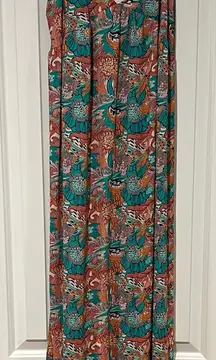 Maaji Tropical Print Maxi Dress in Teal and‎ Coral medium