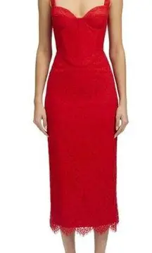 Bardot Yvette Lace Corset Midi Dress Red 10