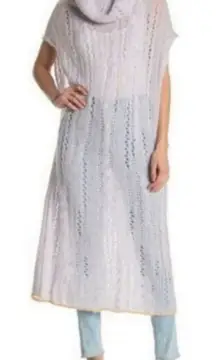 Free People Pirouette Cowl Neck Maxi Sweater in Sugar Cloud Combo sz Med/Lg NWT