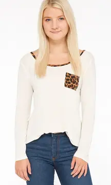 Heart & Hip Medium Cheetah Blouse White