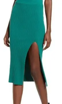 Leith  Nordstrom Side Slit Knit Ribbed MIDI Skirt